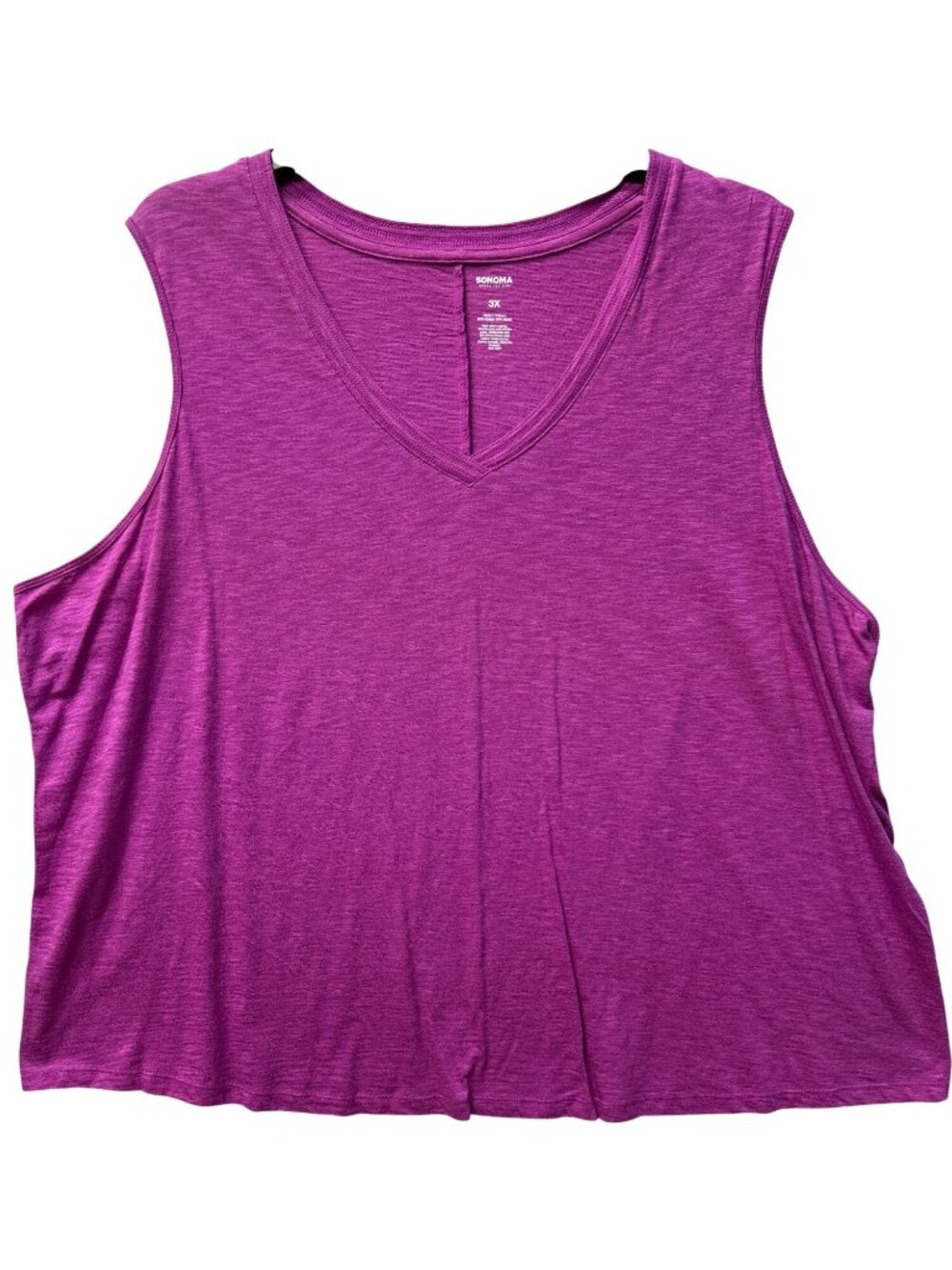 Sonoma Goods For Life Womens Plus Size 3X Sleeveless V-Neck Tank Top Magenta